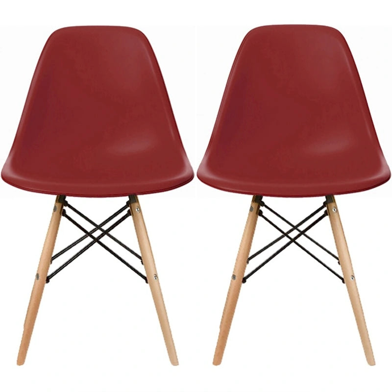 Lot de 2 chaises de salle à manger rétro en plastique, avec pieds en bois massif