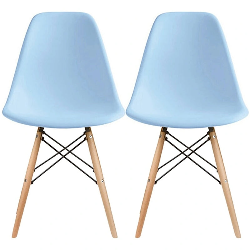 Lot de 2 chaises de salle à manger rétro en plastique, avec pieds en bois massif