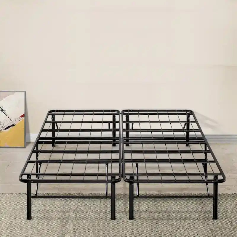 Cama con base inteligente de 14 pulgadas y estructura plegable de acero de alta resistencia
