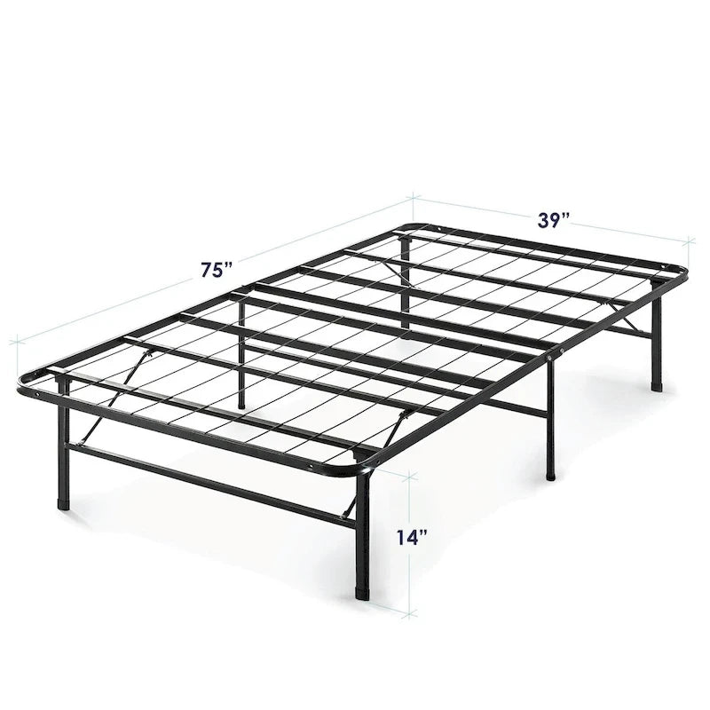 Cama con base inteligente de 14 pulgadas y estructura plegable de acero de alta resistencia