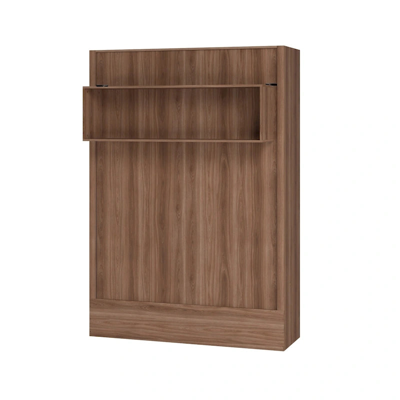 Cama abatible de pared tamaño queen con estante expositor, diseño plegable que ahorra espacio