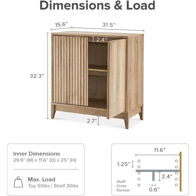 Armario de almacenamiento Brooklyn, mueble auxiliar moderno estilo rústico para entrada, aparador