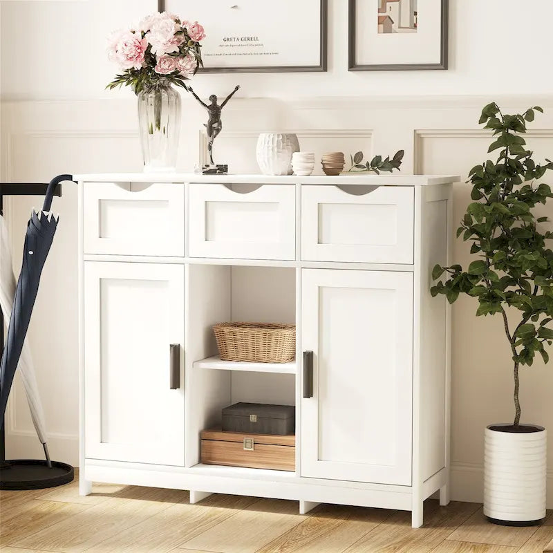 Armario de suelo de madera con cajones y estantes, mueble decorativo de almacenamiento para sala, dormitorio y baño