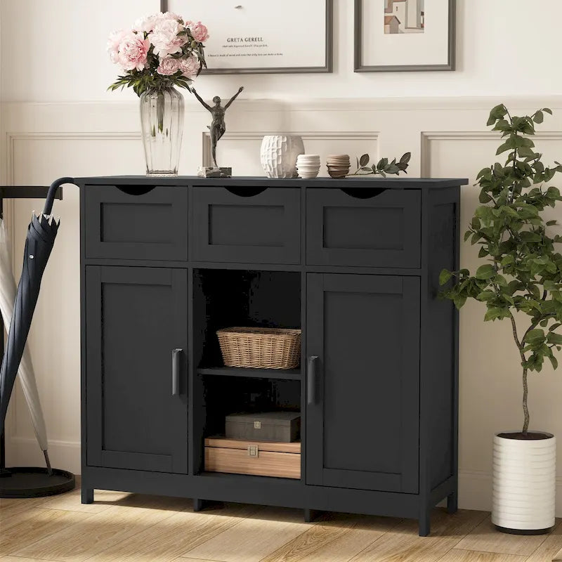 Armario de suelo de madera con cajones y estantes, mueble decorativo de almacenamiento para sala, dormitorio y baño