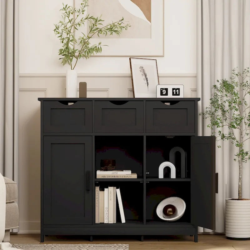 Armario de suelo de madera con cajones y estantes, mueble decorativo de almacenamiento para sala, dormitorio y baño