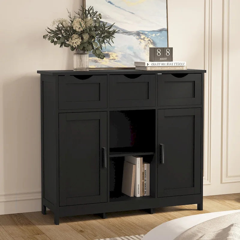 Armario de suelo de madera con cajones y estantes, mueble decorativo de almacenamiento para sala, dormitorio y baño