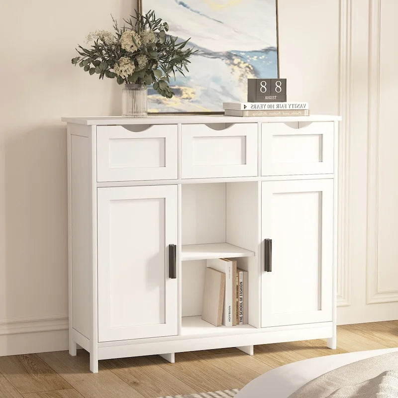 Armario de suelo de madera con cajones y estantes, mueble decorativo de almacenamiento para sala, dormitorio y baño