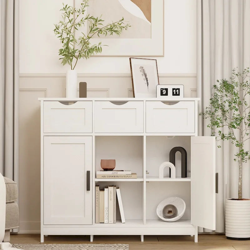 Armario de suelo de madera con cajones y estantes, mueble decorativo de almacenamiento para sala, dormitorio y baño