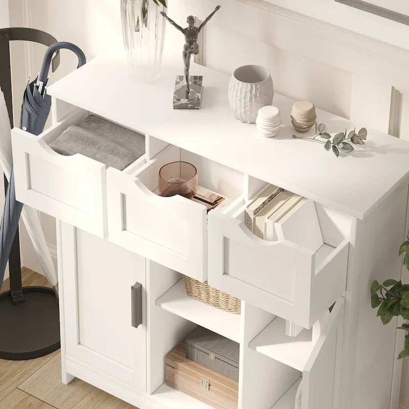Armario de suelo de madera con cajones y estantes, mueble decorativo de almacenamiento para sala, dormitorio y baño