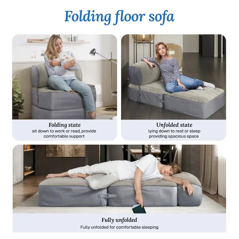 Convertible Folding Sofa Bed and Chair Bed with Back Bolster