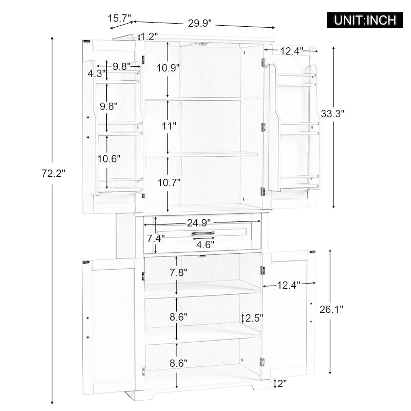 Armario de almacenamiento para baño con puertas y cajón