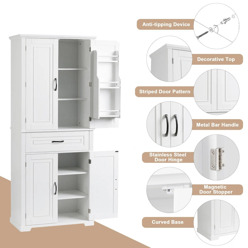 Armario de almacenamiento para baño con puertas y cajón