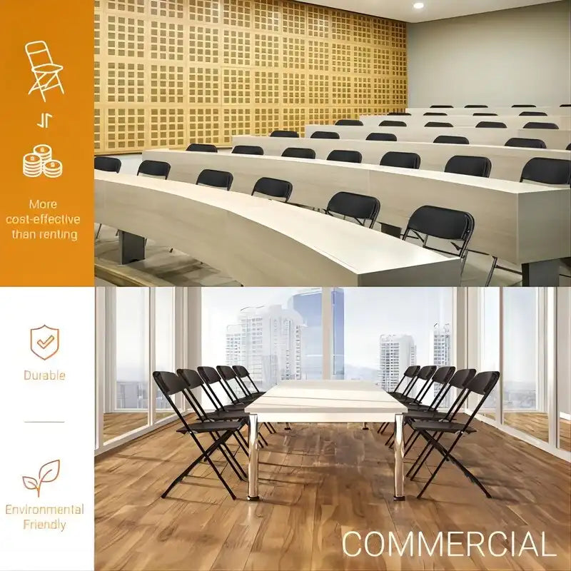 Silla plegable de plástico, ligera y apilable, para eventos en interiores y exteriores