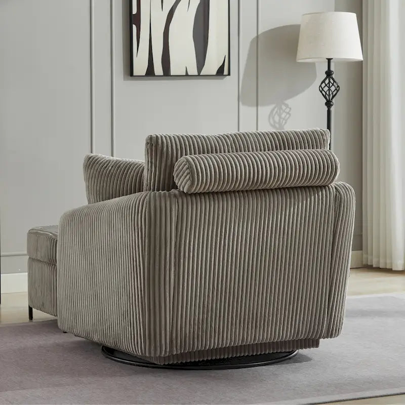 Upholstered Swivel Barrel Accent Chair with Storage Ottoman Option