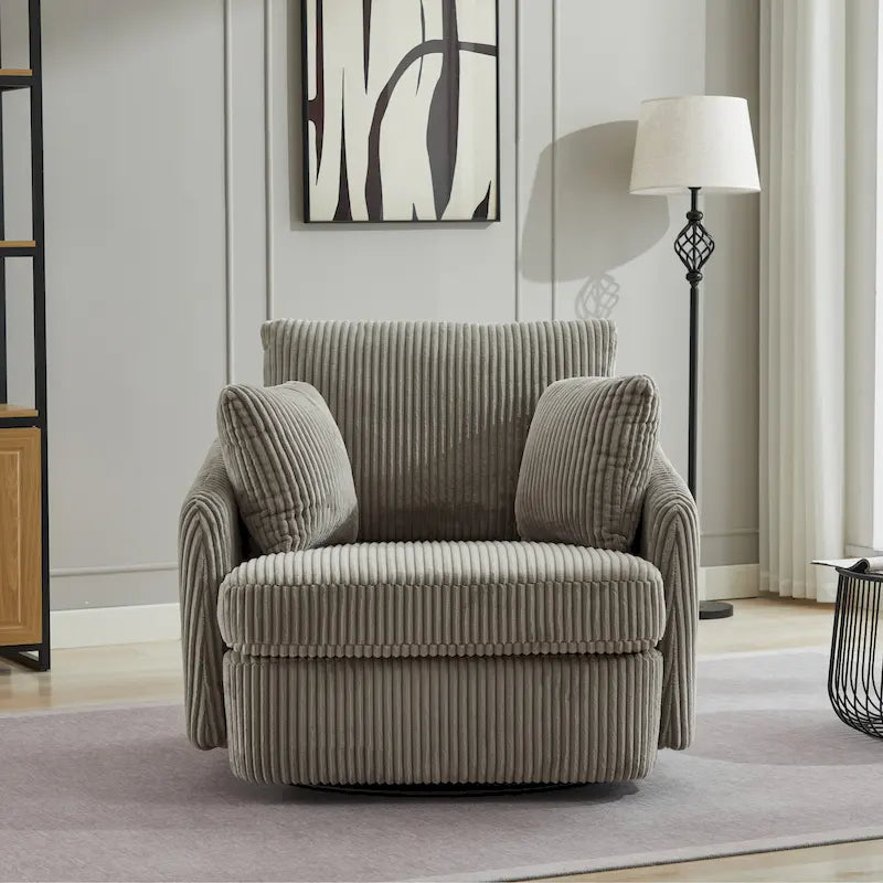 Upholstered Swivel Barrel Accent Chair with Storage Ottoman Option