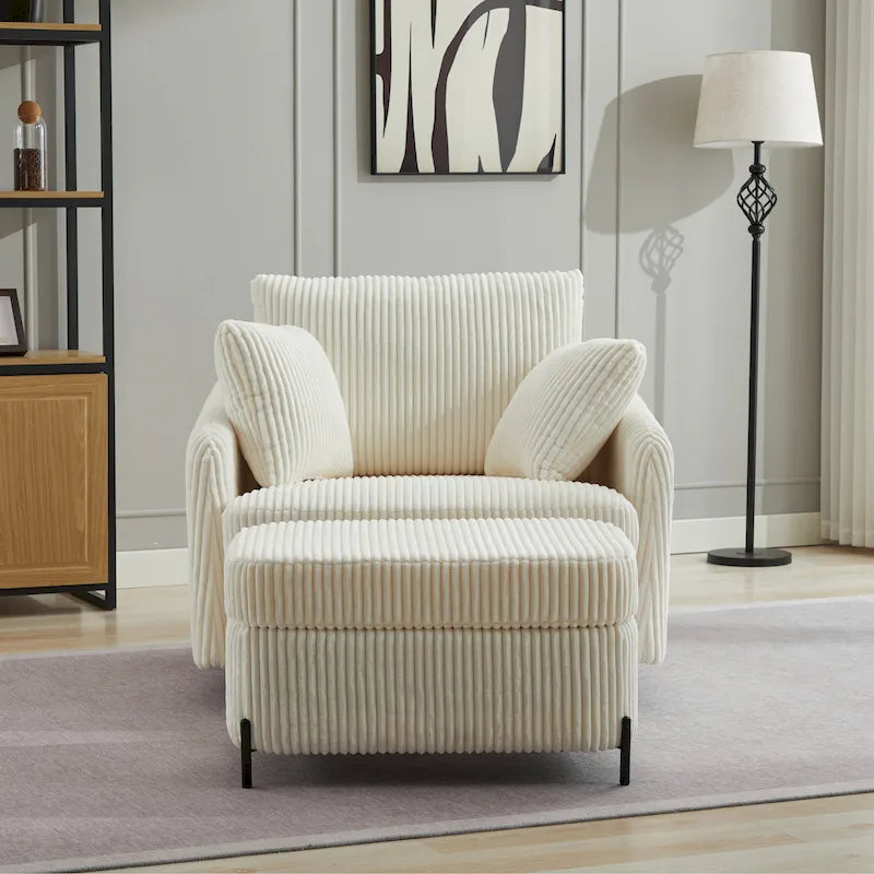 Upholstered Swivel Barrel Accent Chair with Storage Ottoman Option