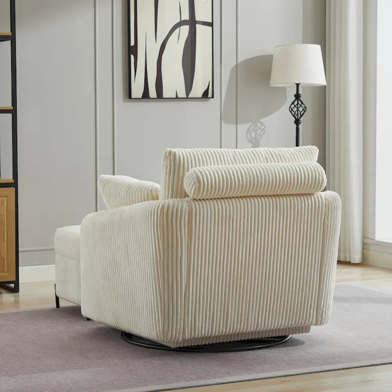 Upholstered Swivel Barrel Accent Chair with Storage Ottoman Option