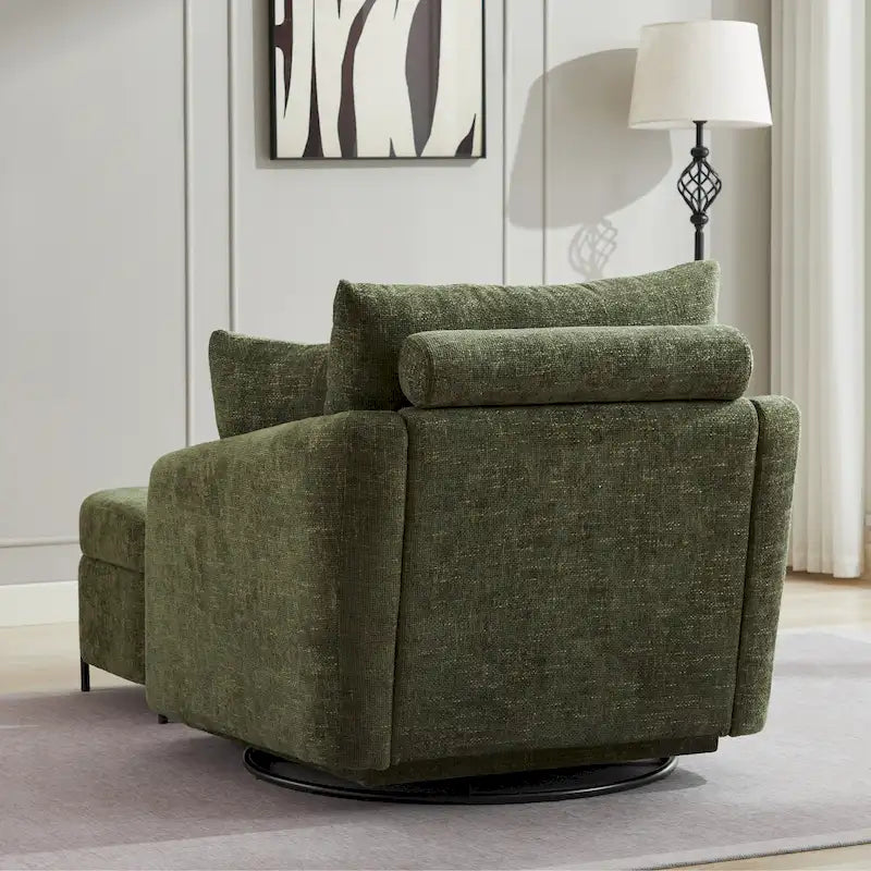 Upholstered Swivel Barrel Accent Chair with Storage Ottoman Option