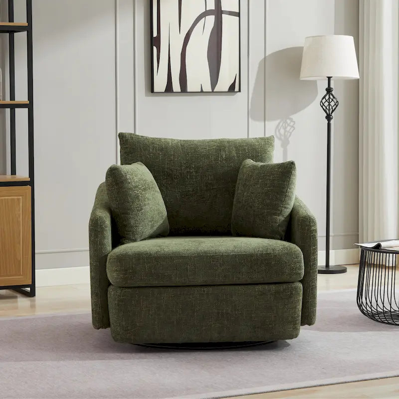 Upholstered Swivel Barrel Accent Chair with Storage Ottoman Option