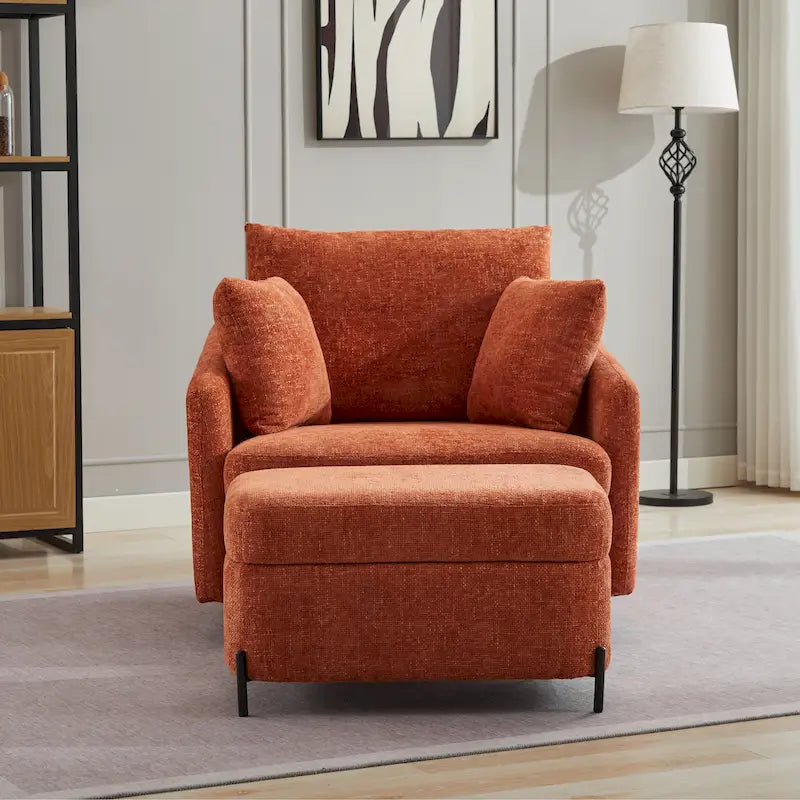 Upholstered Swivel Barrel Accent Chair with Storage Ottoman Option