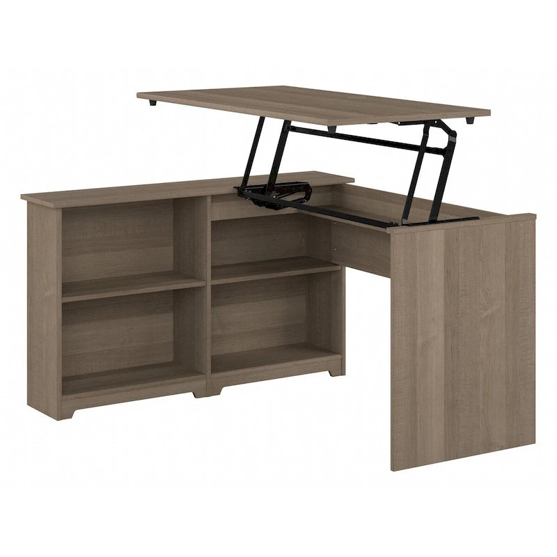 52W 3-Position Sit to Stand Corner Desk with Shelves and Storage