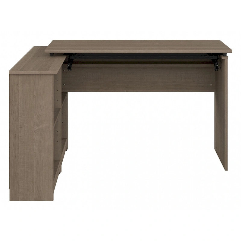 52W 3-Position Sit to Stand Corner Desk with Shelves and Storage