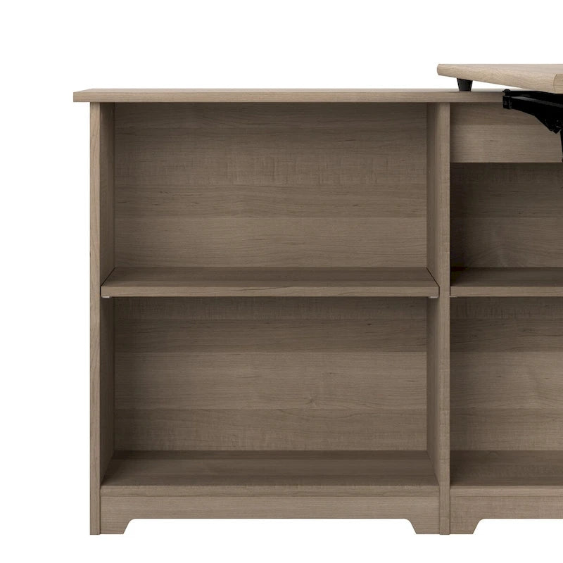 52W 3-Position Sit to Stand Corner Desk with Shelves and Storage