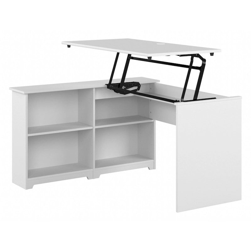 52W 3-Position Sit to Stand Corner Desk with Shelves and Storage