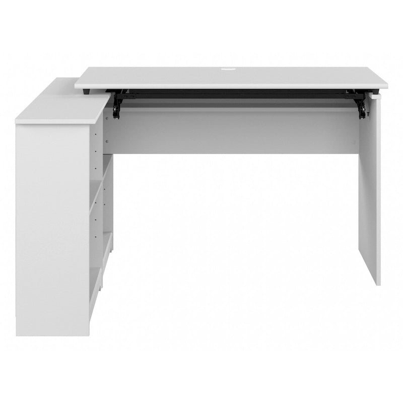 52W 3-Position Sit to Stand Corner Desk with Shelves and Storage