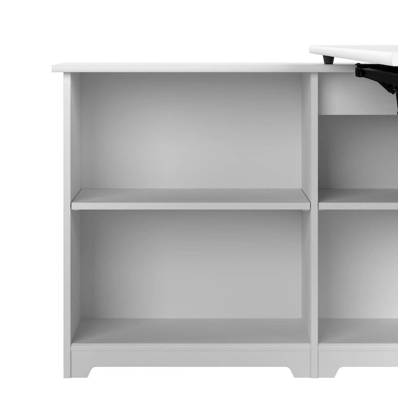 52W 3-Position Sit to Stand Corner Desk with Shelves and Storage
