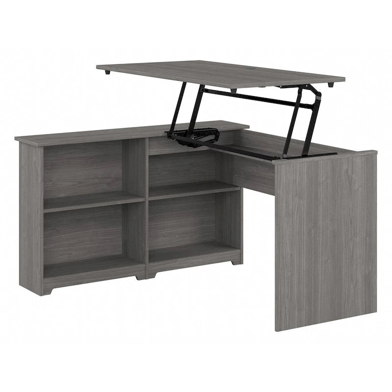 52W 3-Position Sit to Stand Corner Desk with Shelves and Storage