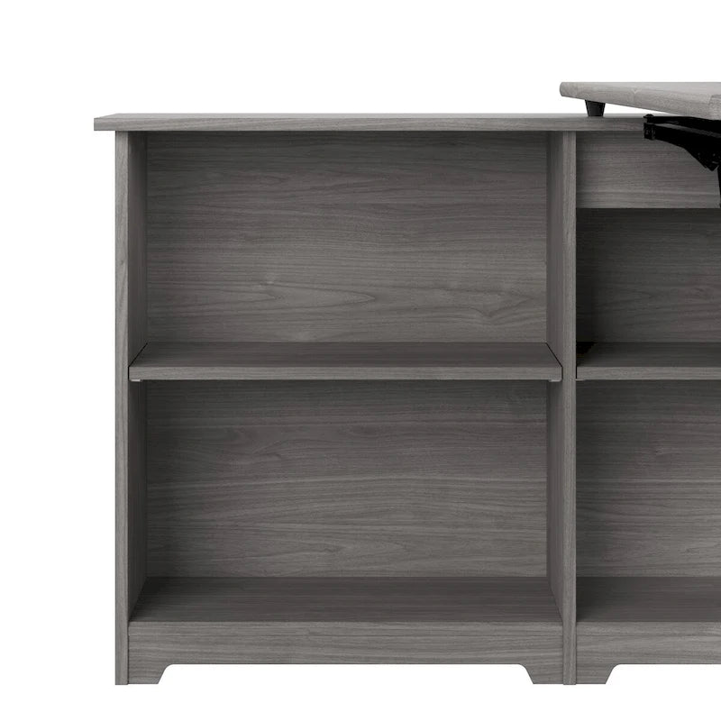 52W 3-Position Sit to Stand Corner Desk with Shelves and Storage