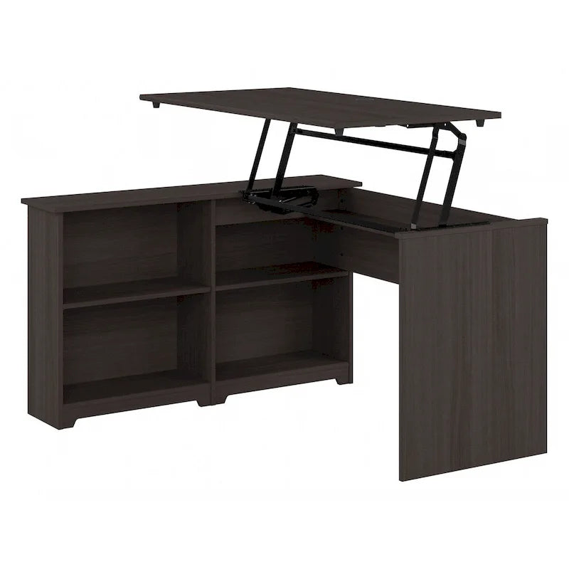 52W 3-Position Sit to Stand Corner Desk with Shelves and Storage